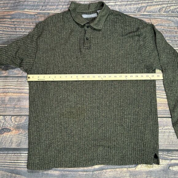 Pierre Cardin Men's XL Brown Striped Long Sleeve 1/4 Two Button Collared Sweater - Picture 6 of 9